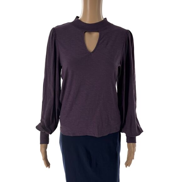 Nation LTD Purple Plum Shelby Keyhole Front Cutout Long Sleeve Top - Picture 4 of 11